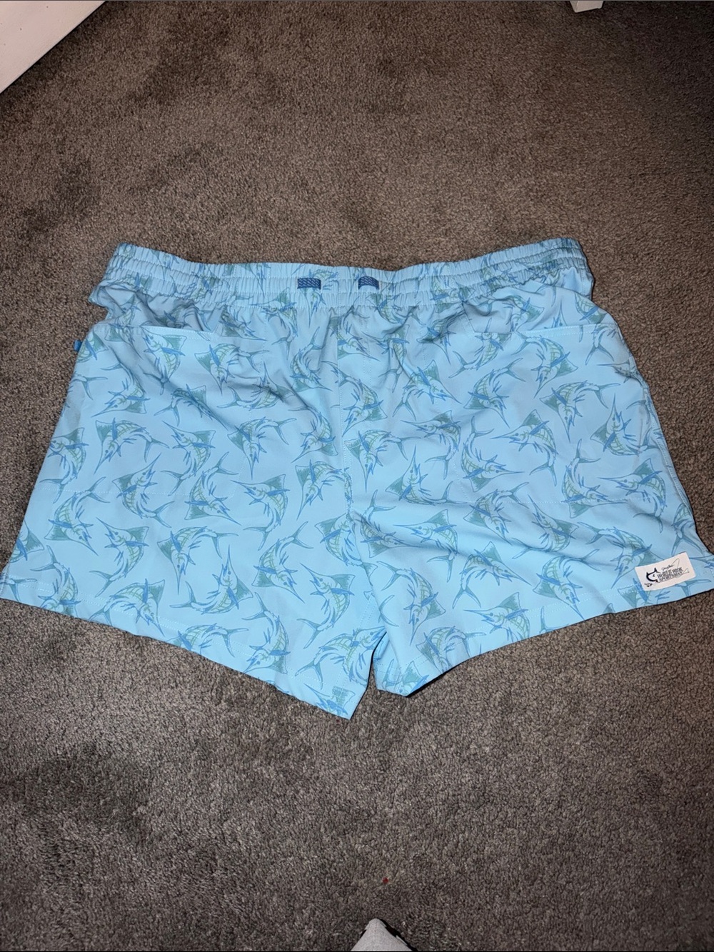 Bass Pro Shops Light Blue Marlin Print Swim Trunks